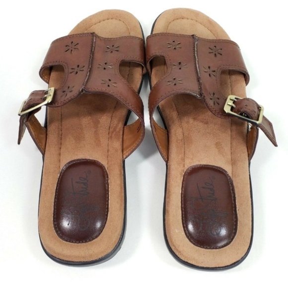 Life Stride Escape Womens Brown Vegan Leather Slip-On Open Toe Sandal Size 7.5M - Picture 4 of 8